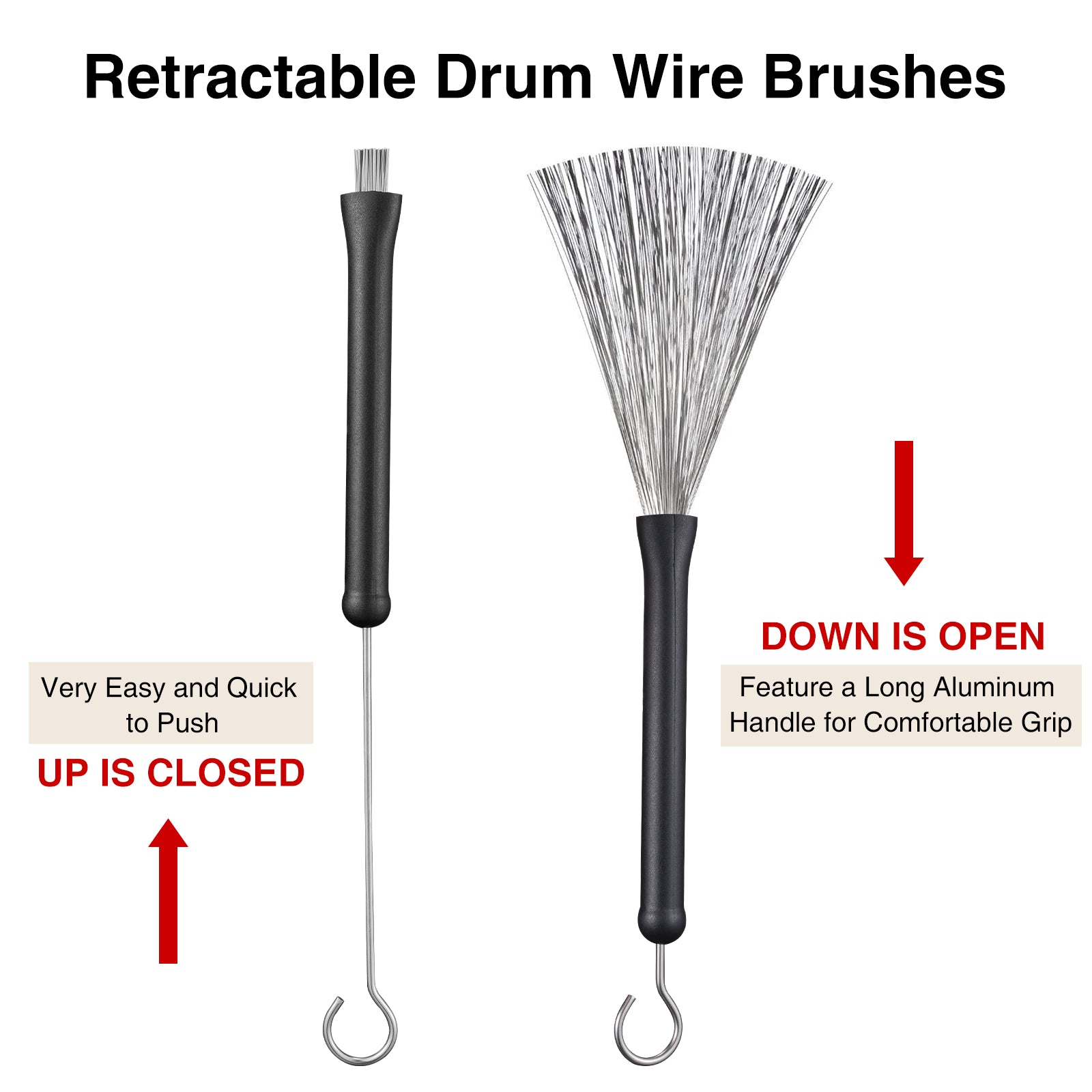 Drum Sticks Set Drum Wire Brushes Rods Drum Brushes(Only available in Germany)