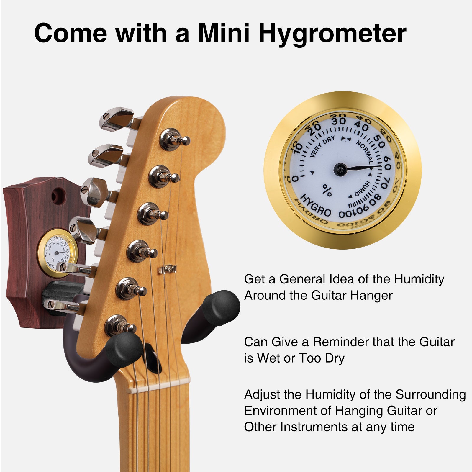 Guitar Hanger With Mini Hygrometer(Only available in Germany)