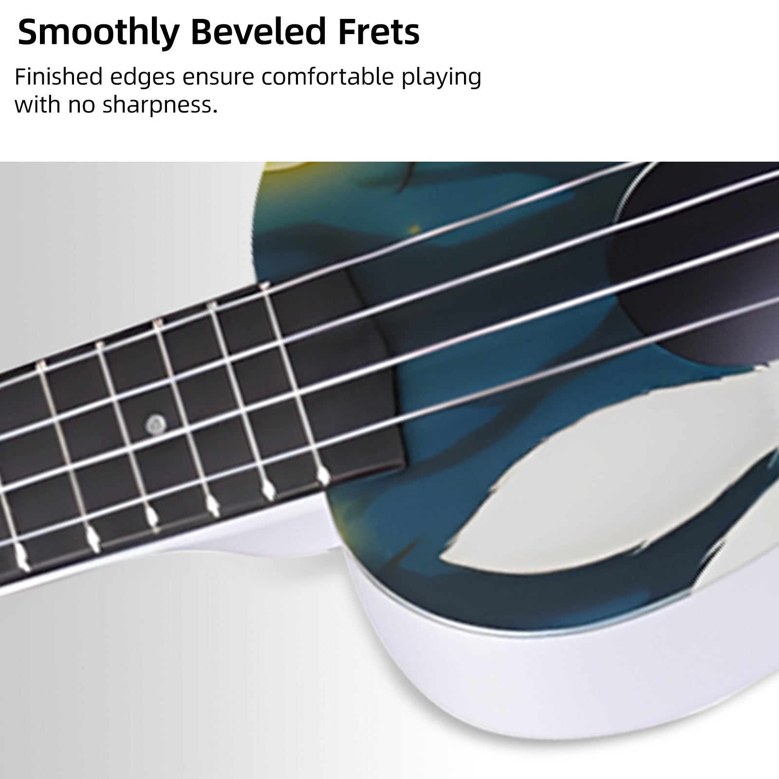 LEKATO 21 Inch Cartoon Painting Ukulele Composite Carbon Fiber Travel Set