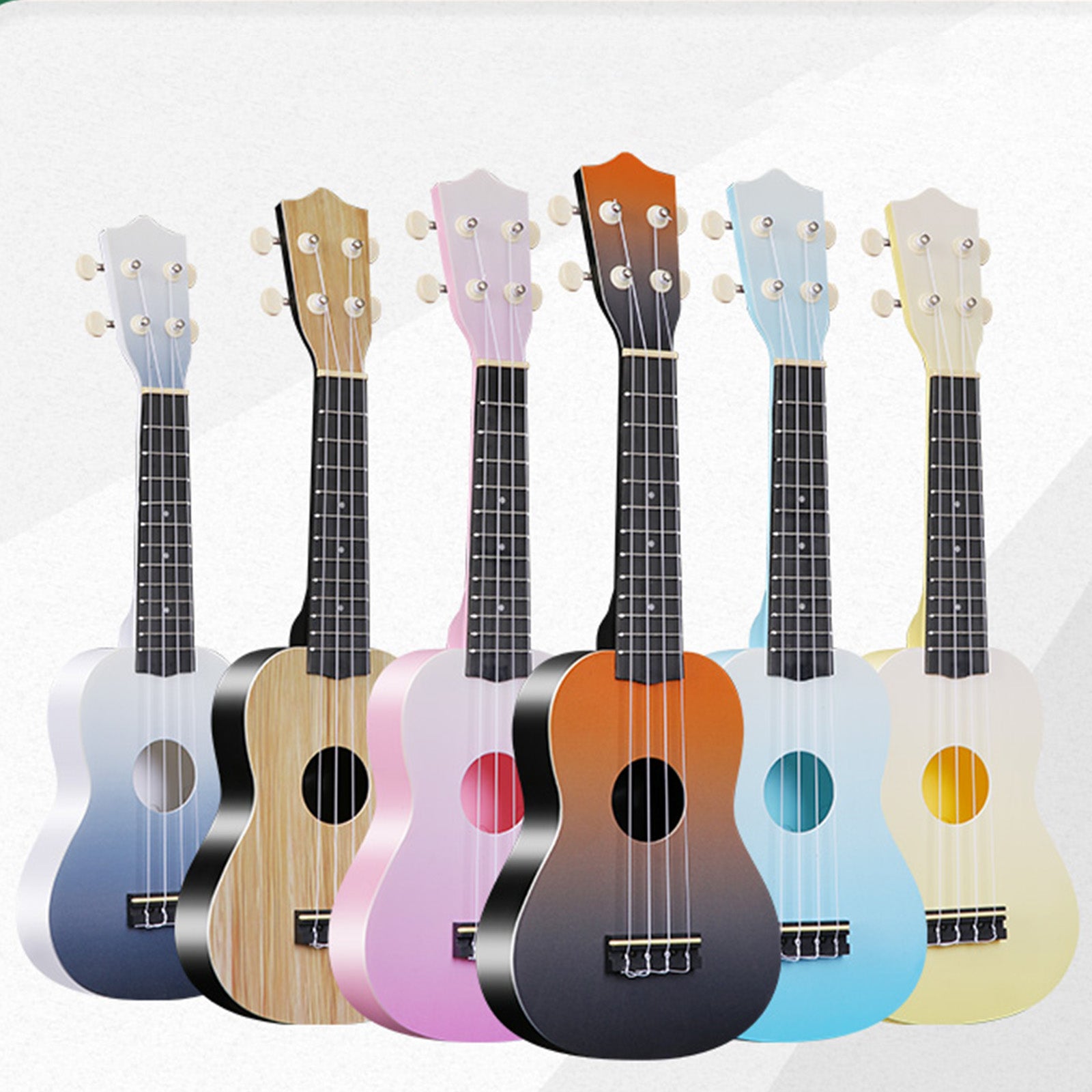 LEKATO 21 Inch Gradient Macron Simple Ukulele Composite Carbon Travel Set