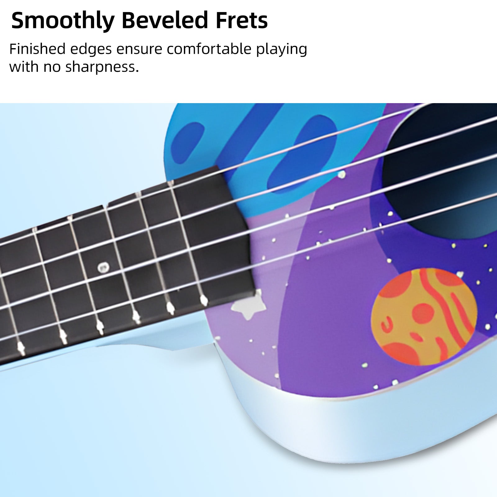 LEKATO 21 Inch Animal Cartoon Painting Ukulele Composite Carbon Fiber Travel Set