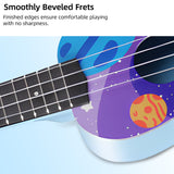 LEKATO 21 Inch Animal Cartoon Painting Ukulele Composite Carbon Fiber Travel Set