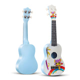 LEKATO 21 Inch Cartoon Painting Ukulele Composite Carbon Fiber Travel Set