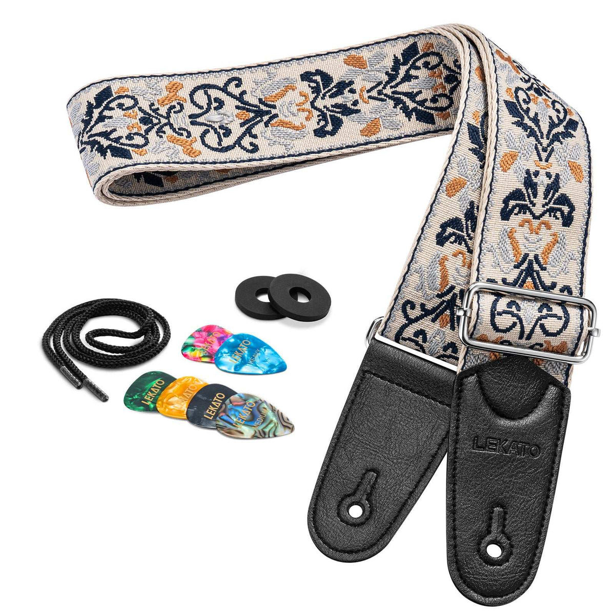 LGS 13 Floral Jacquard Embroidery 2″ Wide Guitar Straps