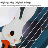 LEKATO 21 Inch Cartoon Painting Ukulele Composite Carbon Fiber Travel Set