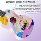 LEKATO 21 Inch Animal Cartoon Painting Ukulele Composite Carbon Fiber Travel Set