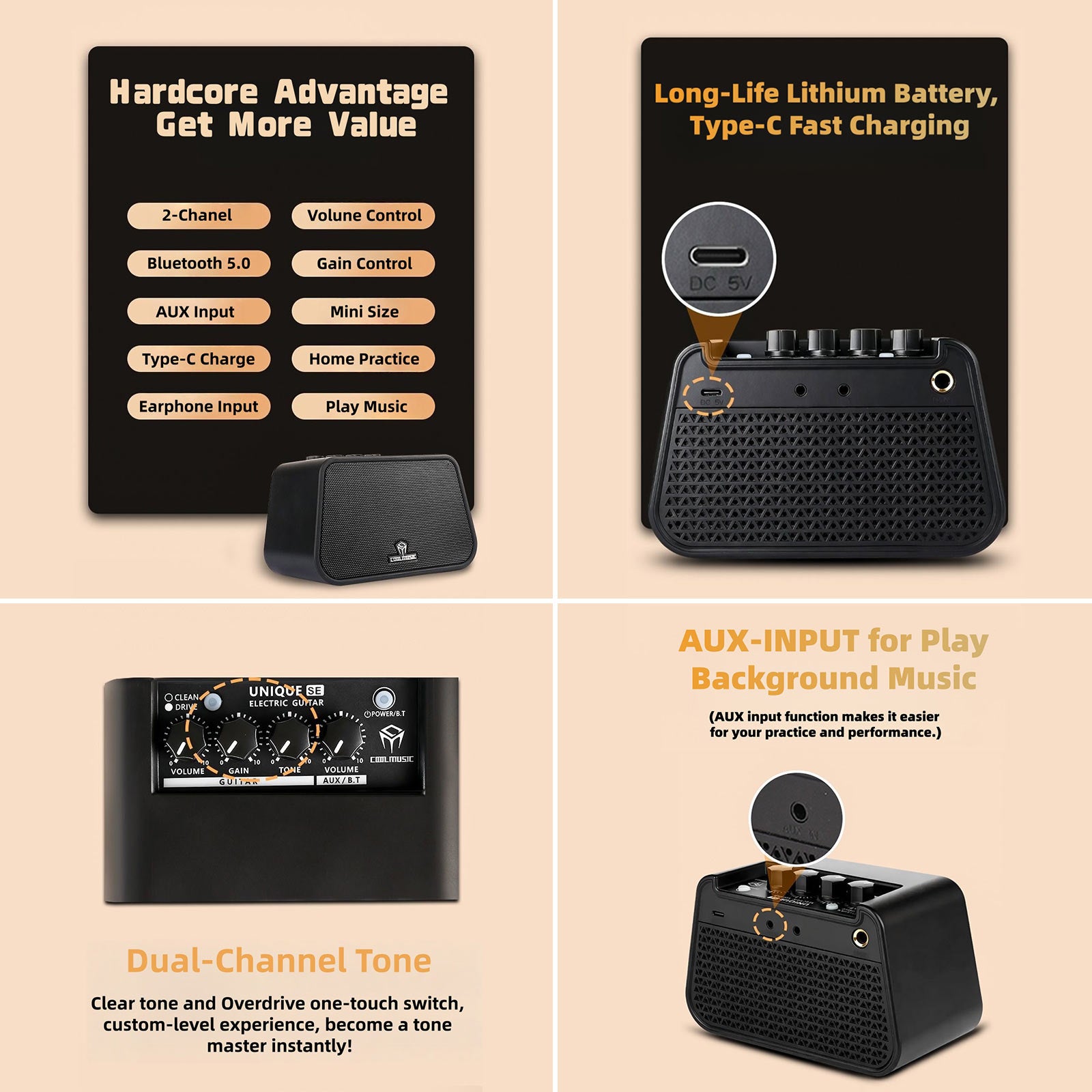 COOLMUSIC UNIQUE SE 10W Electric Guitar Amplifier