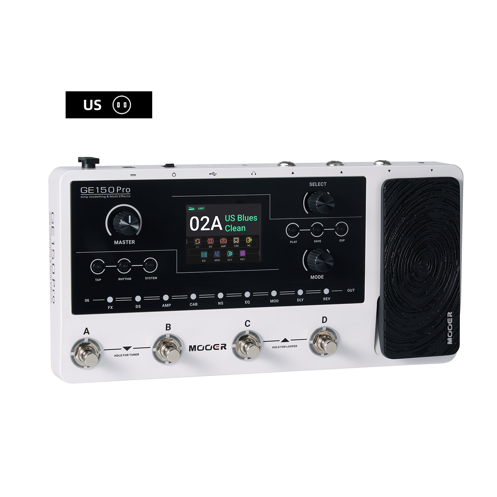 MOOER GE150 Pro Guitar Amp Modelling Multi Effects Processor Reverb Delay Looper Drum