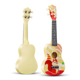 LEKATO 21 Inch Animal Cartoon Painting Ukulele Composite Carbon Fiber Travel Set