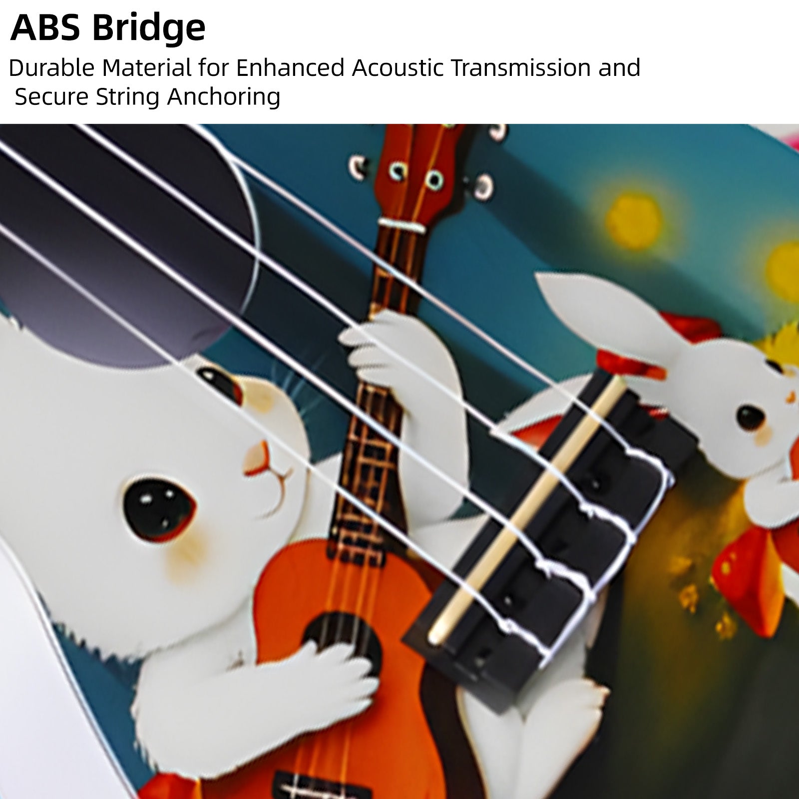 LEKATO 21 Inch Cartoon Painting Ukulele Composite Carbon Fiber Travel Set