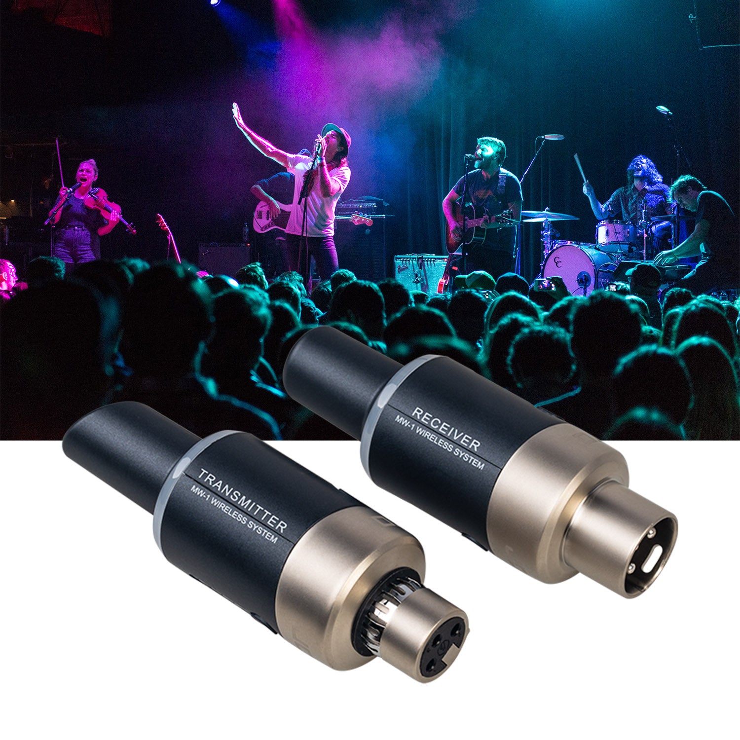 JOYO MW-1 5.8GHz Wireless Microphone System Plug-on Rechargeable Wireless Transmitter Receiver For Effector Dynamic Microphone