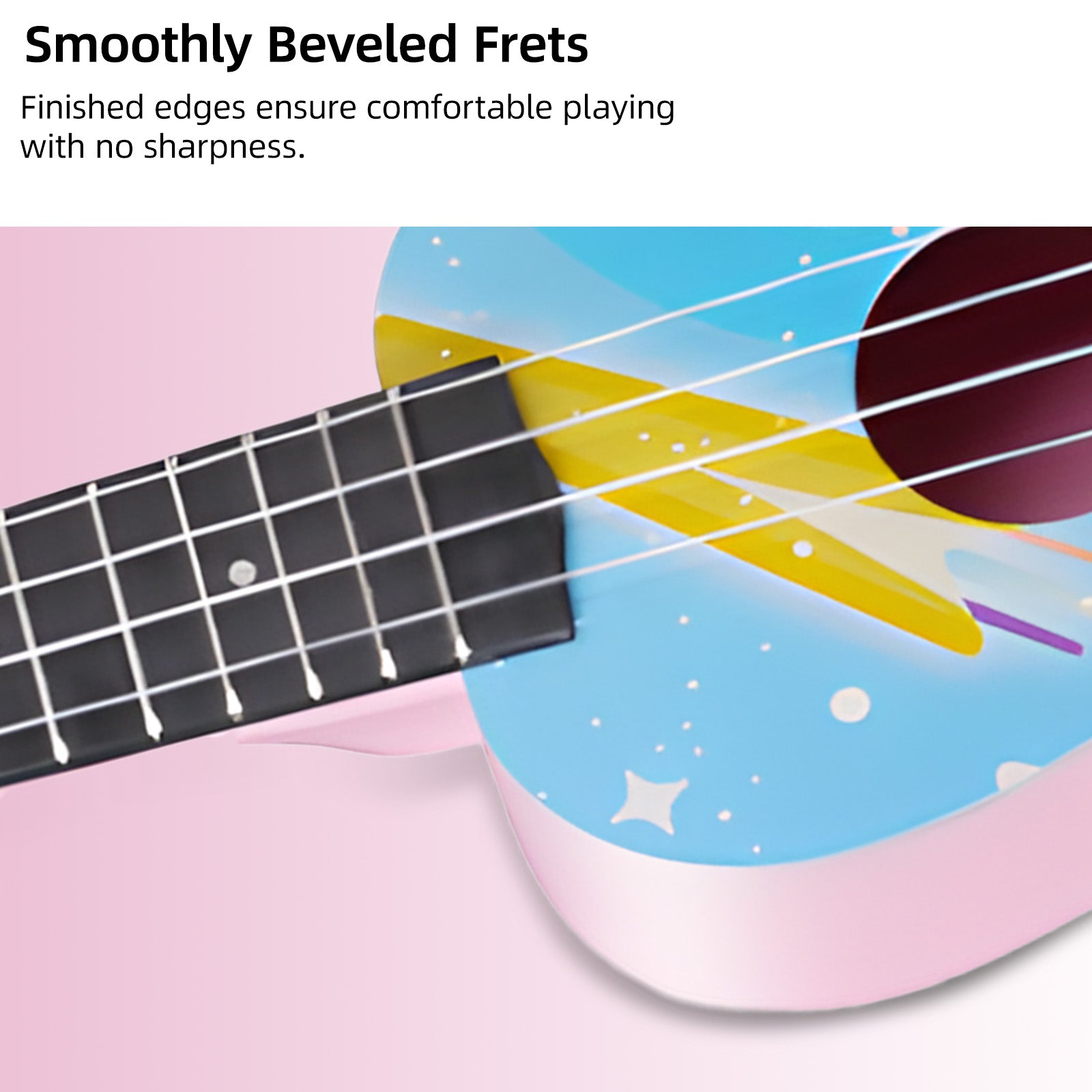 LEKATO 21 Inch Animal Cartoon Painting Ukulele Composite Carbon Fiber Travel Set