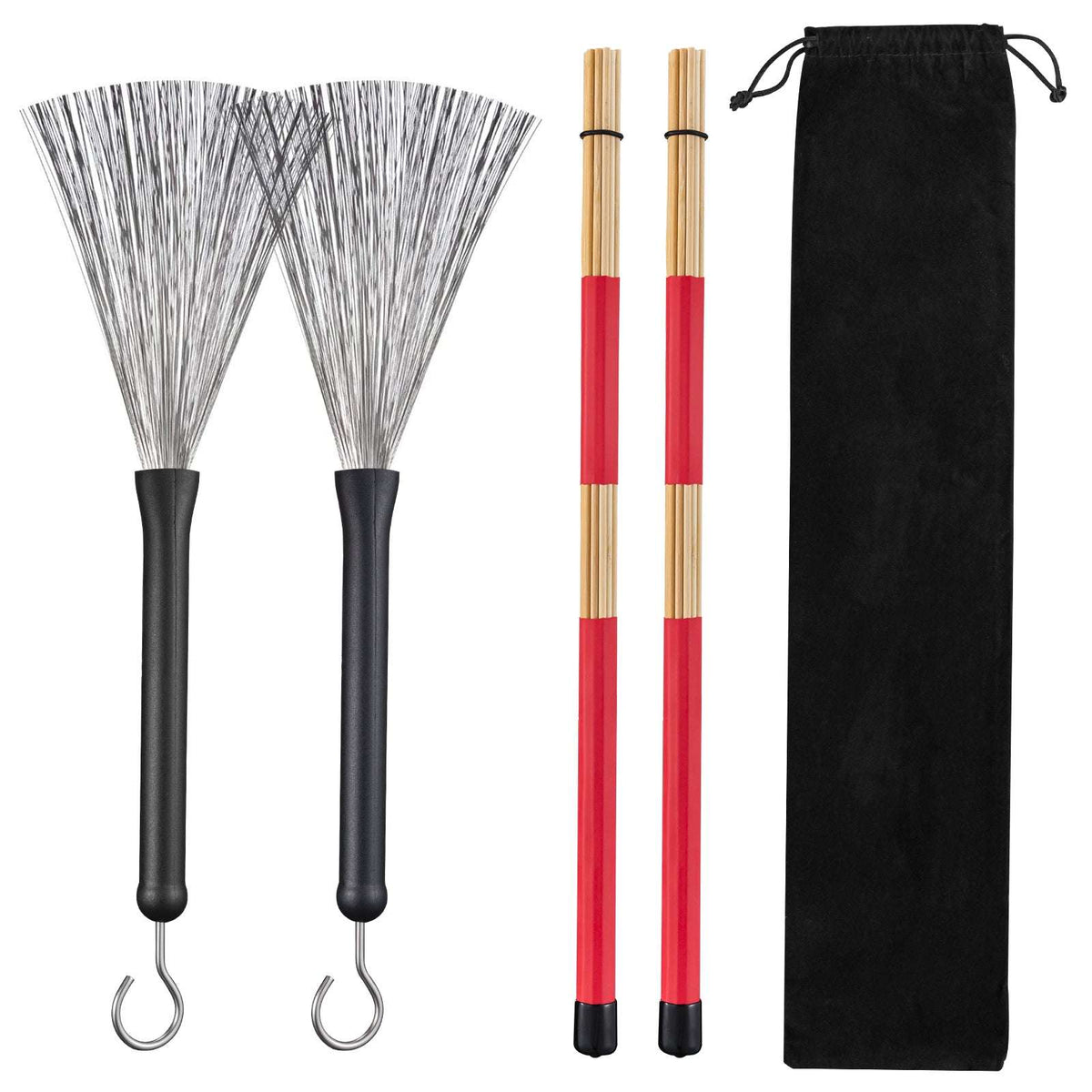 Drum Sticks Set Drum Wire Brushes Rods Drum Brushes