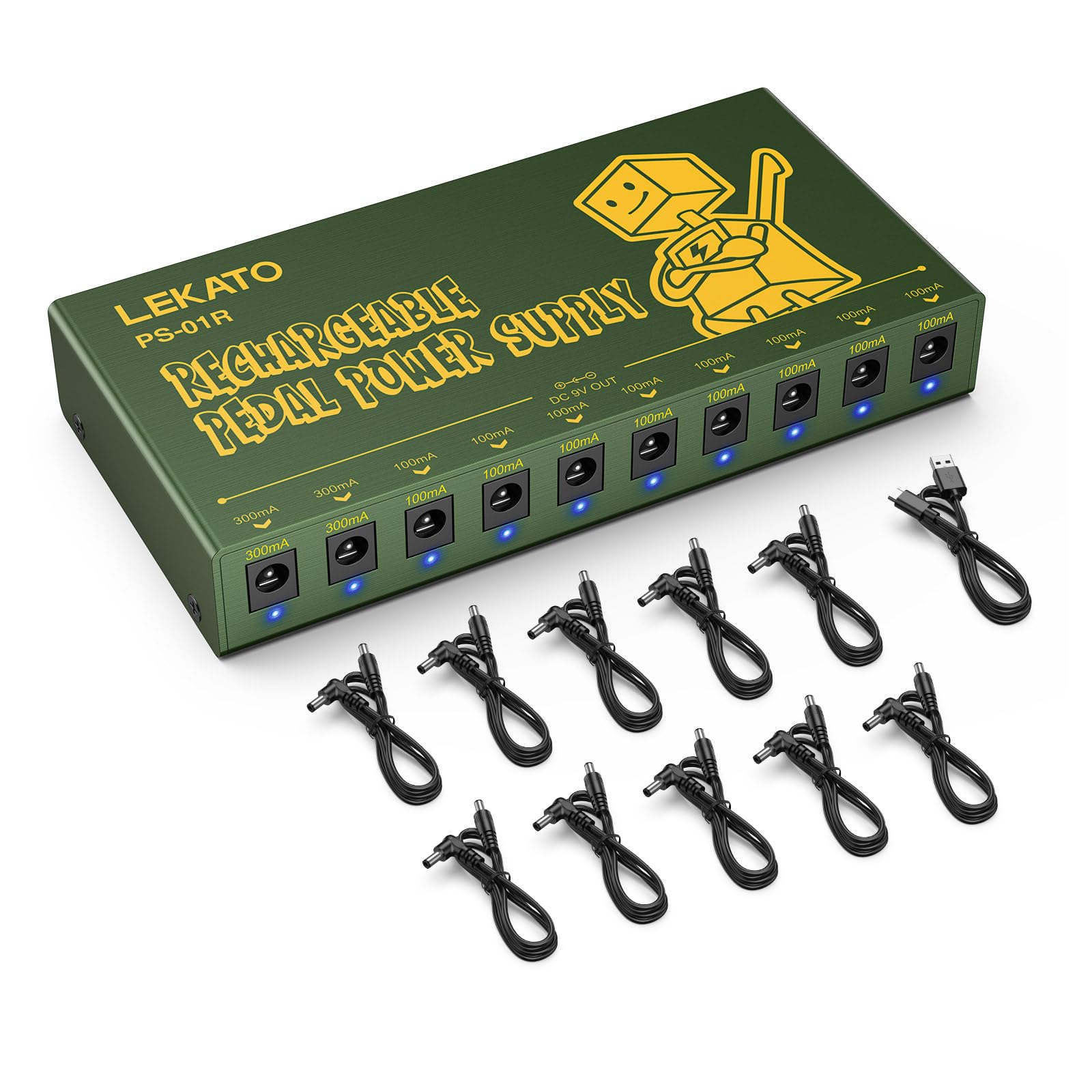 LEKATO PS-01R 10 Isolated Guitar Pedal Power Supply W/Rechargeable Bat –  LEKATO