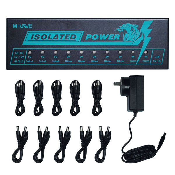 M-VAVE 10 Isolated Guitar Effect Pedal Supply 5V 9V 12V 300mA Pedal Board Power - LEKATO-Best Music Gears And Pro Audio