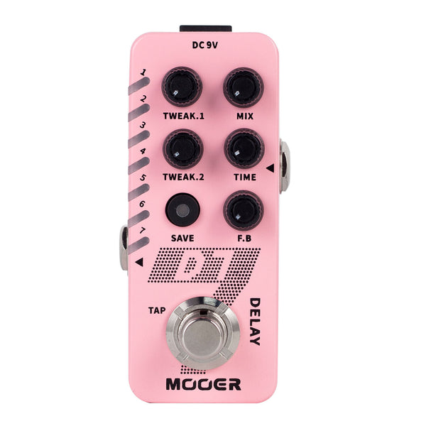 MOOER D7 Electric Guitar Bass Delay Pedal 6 Customizable Delay Effects