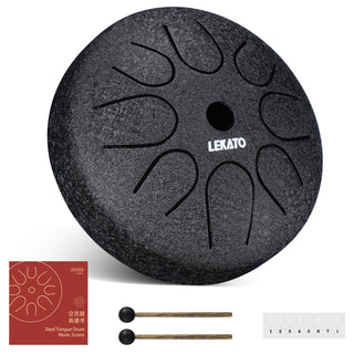 Buy black LEKATO 4.5 Inch Mini Steel Tongue Drum 8 Notes Handpan Percussion Instrument Kit