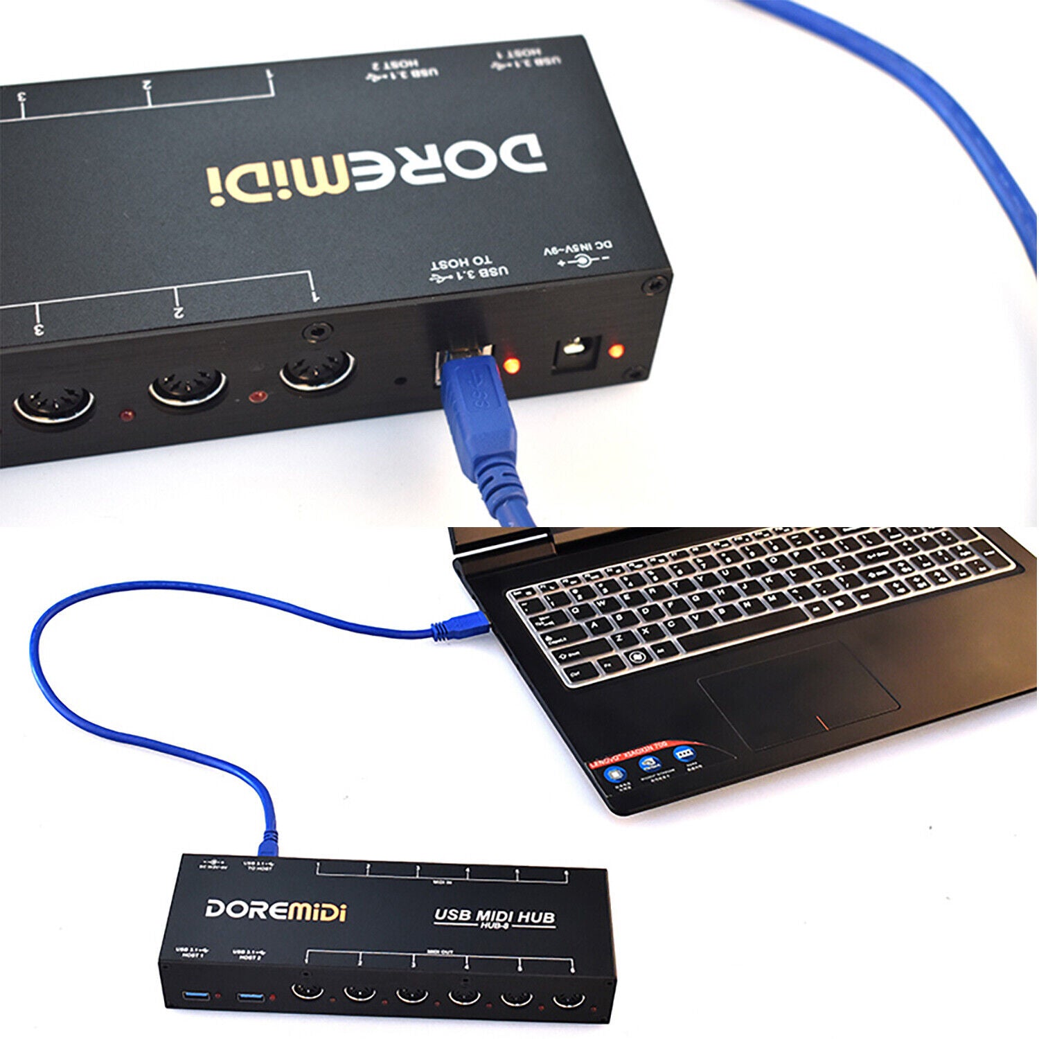 DOREMiDi HUB-8 MIDI 6x6 MIDI Interface Host X2 USB3.1 MIDI Hub Box 96 Channels - LEKATO-Best Music Gears And Pro Audio