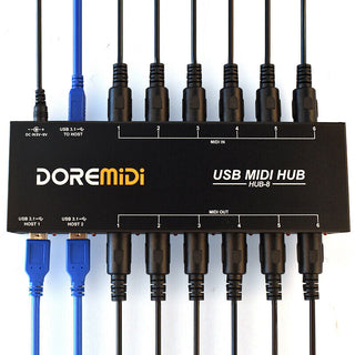 DOREMiDi HUB-8 MIDI 6x6 MIDI Interface Host X2 USB3.1 MIDI Hub Box 96 Channels