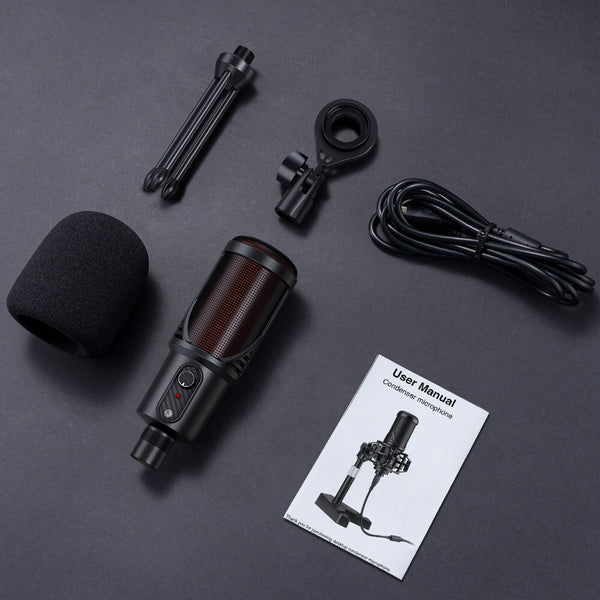 JAMELO USB Condenser Microphone Mic w/Tripod Stand Recording Studio Android IOS PC