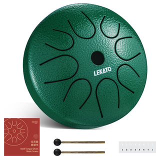 Buy green LEKATO 4.5 Inch Mini Steel Tongue Drum 8 Notes Handpan Percussion Instrument Kit