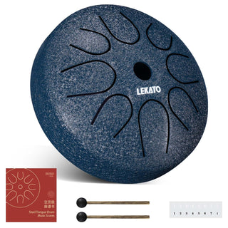 Buy dark-blue LEKATO 4.5 Inch Mini Steel Tongue Drum 8 Notes Handpan Percussion Instrument Kit