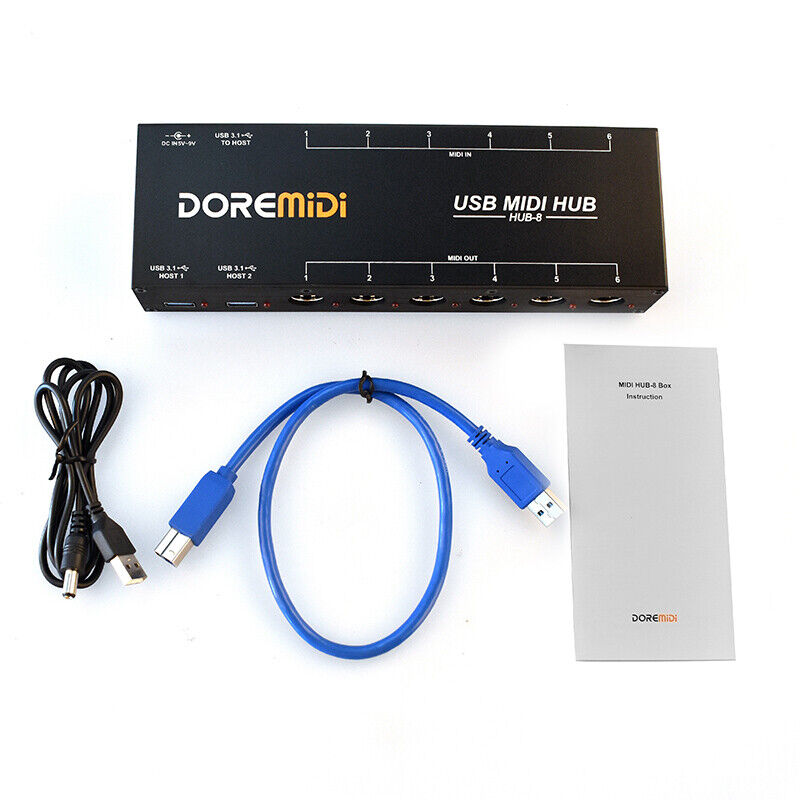 DOREMiDi HUB-8 MIDI 6x6 MIDI Interface Host X2 USB3.1 MIDI Hub Box 96 Channels - LEKATO-Best Music Gears And Pro Audio