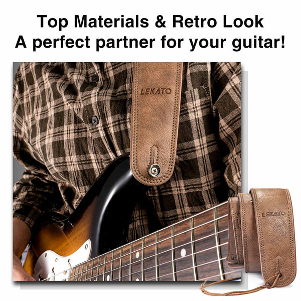 Lekato 2.5 Inch Wide Guitar Strap Leather with Thicken Foam Padded for Bass  Electric Guitar Adjustable 41 To 51 Leather Strap - AliExpress