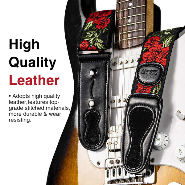 LEKATO LGS-6 Guitar Strap with 6 Picks 2 Locks for Electric Acoustic Guitar Bass - LEKATO-Best Music Gears And Pro Audio
