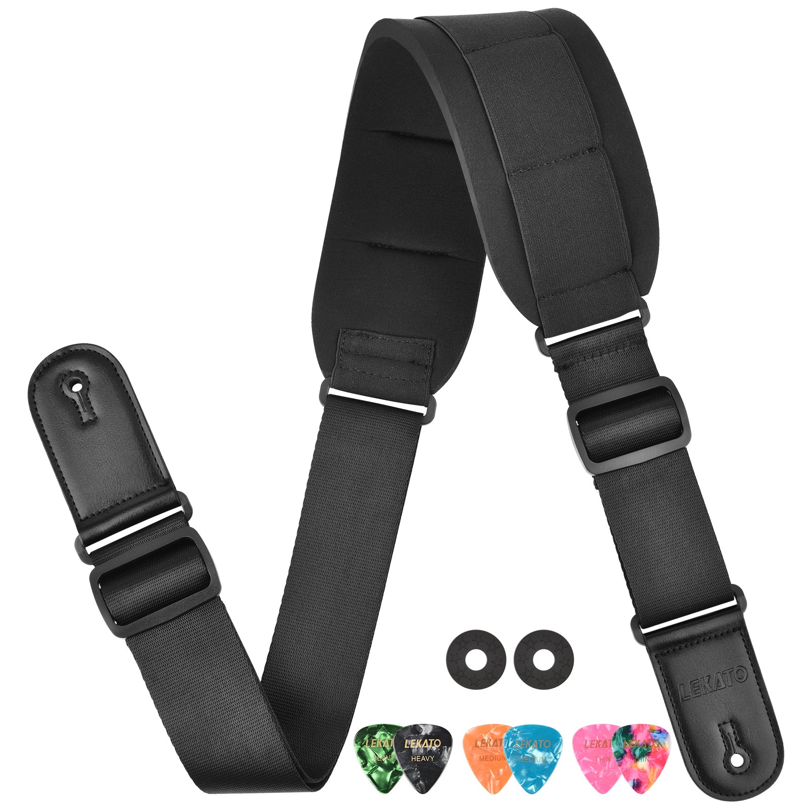 Adjustable 42 58" Bass Guitar Strap Belt w 3.3" Sponge Pad Decompression Padded