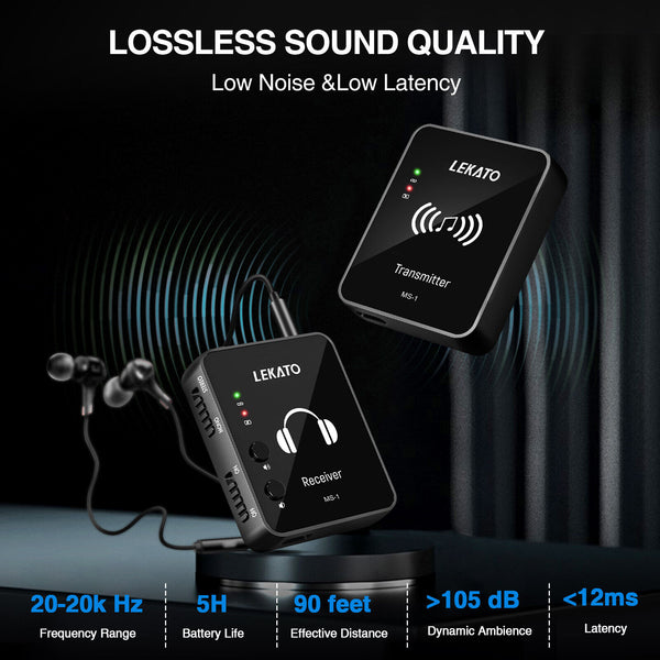 LEKATO MS-1 Wireless in-Ear Monitor System Transmitter Receiver (Add to Cart to Get EXTRA $10 Coupon NOW)