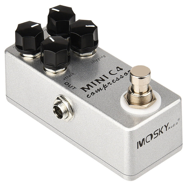 MOSKY Guitar Compressor Effect Pedal Rotate Sustain Attack Level Clipping Knobs
