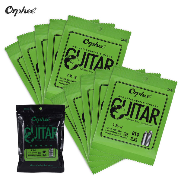 10pcs Orphee TX-2 Acoustic Guitar Single String 2nd B-String (.014) Extra Light - LEKATO-Best Music Gears And Pro Audio