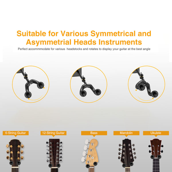 LEKATO Soporte de pared para guitarra, soporte de pared de aluminio para  guitarra con 5 ganchos ajustables para guitarra, soporte múltiple para