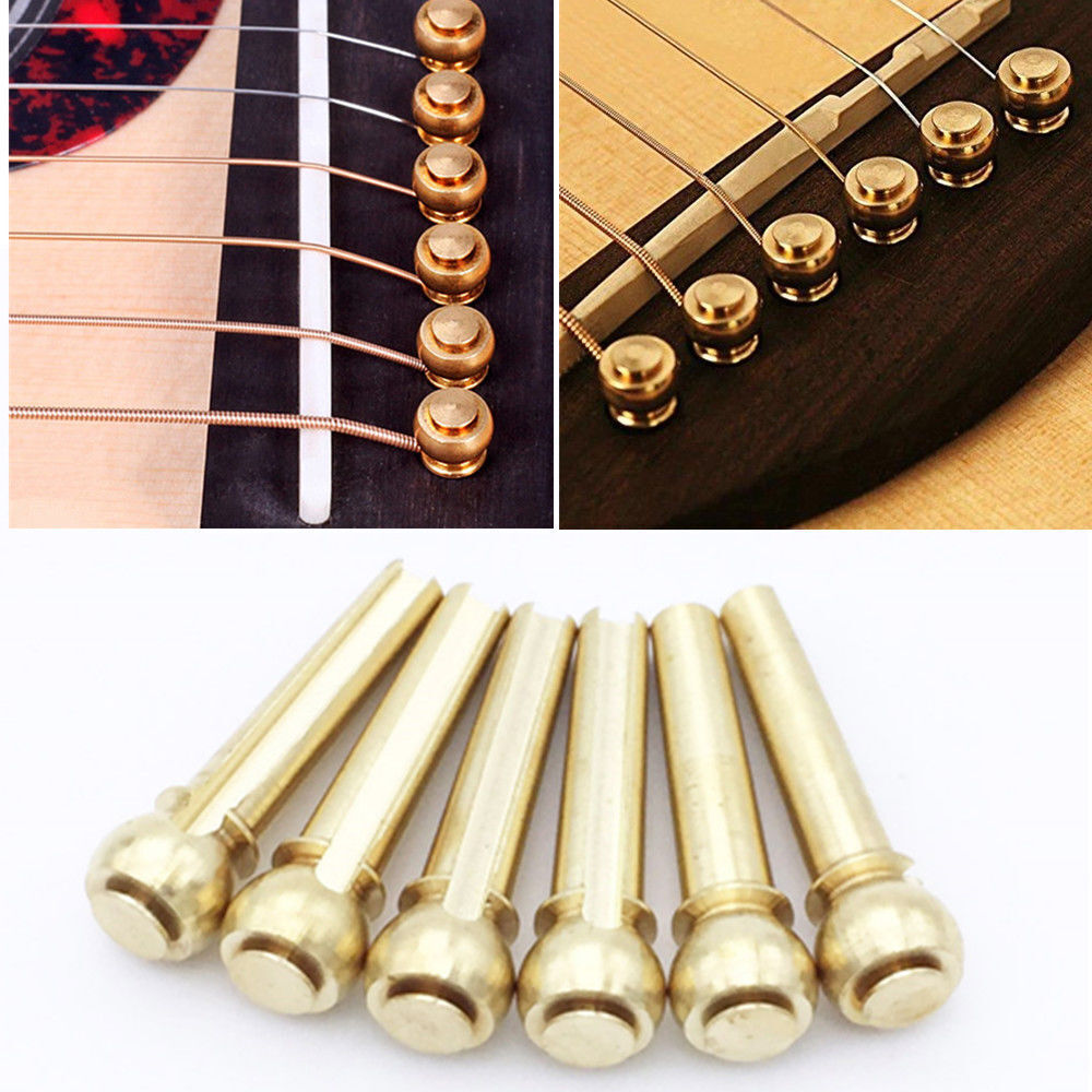 Set 6pcs Brass Guitar Bridge Pins String Nail Acoustic Guitar Accessories