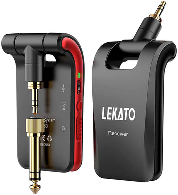 LEKATO 2.4Ghz 280° Wireless Stereo Guitar Transmitter Receiver System Dual Track