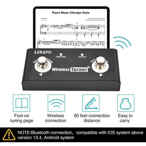 LEKATO Wireless Page Turner Pedal Foot Controller