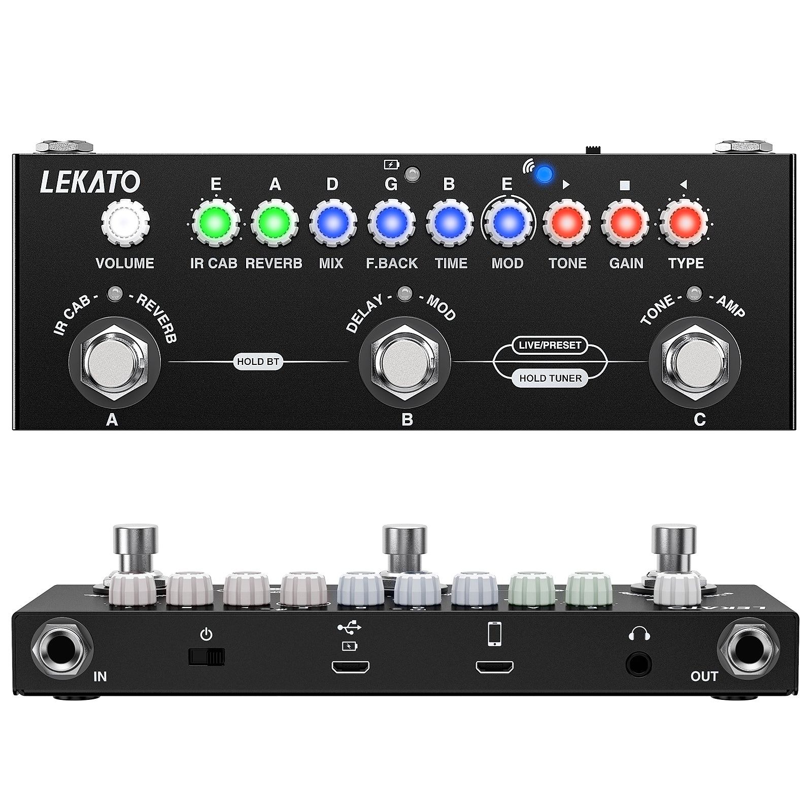 Cube Electric Bass Acoustic Guitar Effect Pedal 9 Preamp 8 IR CAB 5 Effects