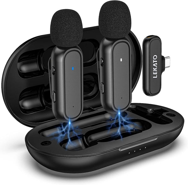 LEKATO Wireless Lavalier Microphone With Charging Case Fit for iPhone iPad Android (Add to Cart to Get EXTRA $15 Coupon)
