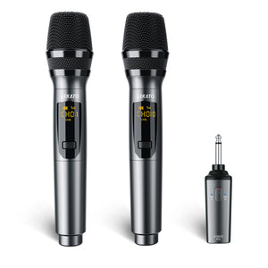 LEKATO Wireless 2.4G Handheld Microphone 1/4" TS w/ Receiver Rechargeable Karaoke