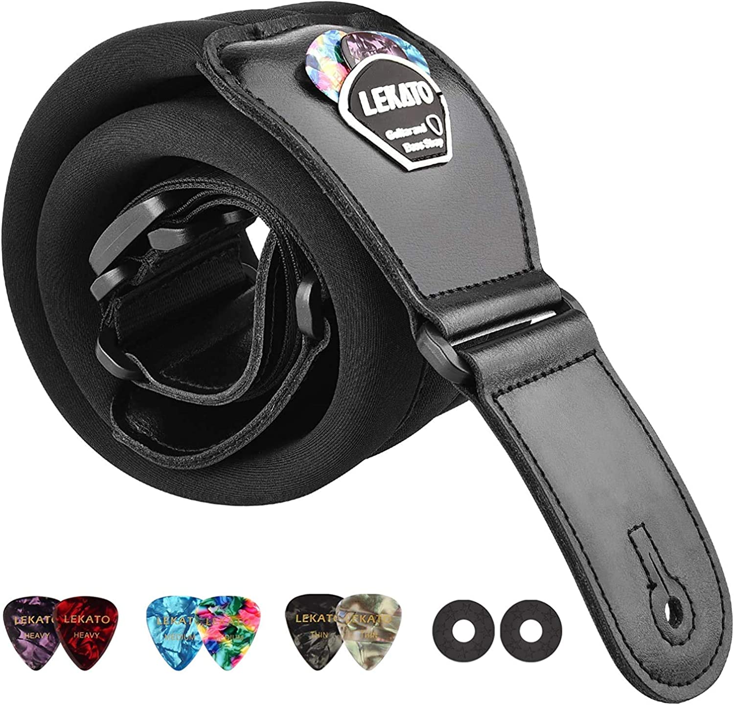 Adjustable Memory Foam Guitar Bass Strap Belt 3" Wide 38" 47" Long