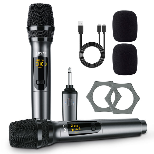 Bietrun Micro sans Fil Professionnel 30M, UHF Micro Karaoke avec