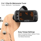 LEKATO 3-in-1 Guitar Metronome Tuner Tone Generator Clip On for All Instrument - LEKATO-Best Music Gears And Pro Audio