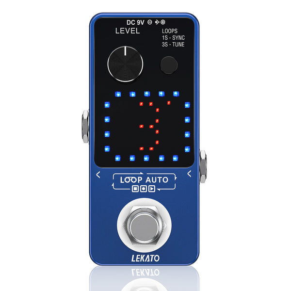 Lekato Guitar Effect Pedal Looper 3 Slot 18 Mins Loop Blue