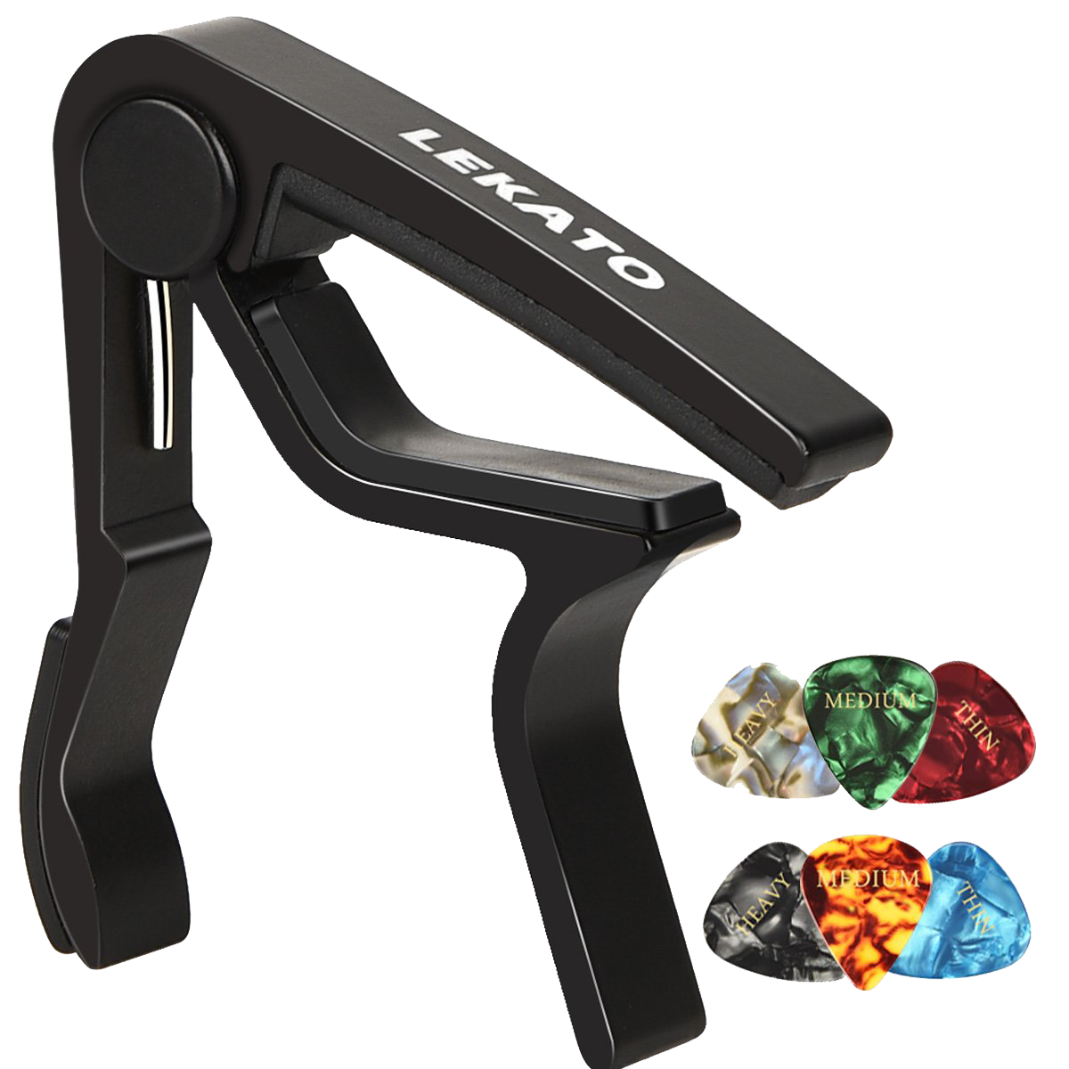 LEAKTO LGC 01 Guitar Capo Quick Change w Picks Strap Locks