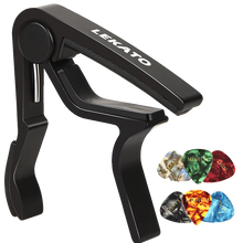 Load image into Gallery viewer, LEAKTO Acoustic Electric Guitar Capo Quick-Change + 6 Picks + 2 Strap Locks