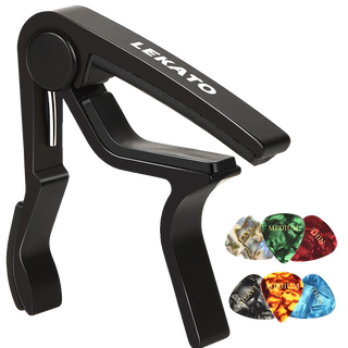 LEAKTO Acoustic Electric Guitar Capo Quick-Change + 6 Picks + 2 Strap Locks(Buy One, GET One at 75% OFF!Time Limited)
