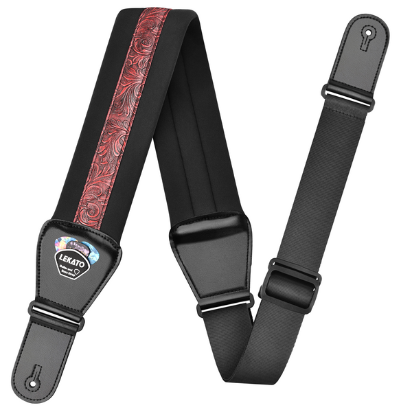 Liam's Adjustable Leather Buckle Bass Guitar Strap Extra Wide (8cm