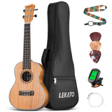 LEKATO 23" All In One Mahogany Ukulele Kit w/ Bag Strap Tuner Strings Picks Gift - LEKATO-Best Music Gears And Pro Audio