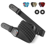 LEKATO 4 Rows 3D Sponge Filling Adjustable Guitar Strap Set 3 inch w/ 6 Picks (M01976) - LEKATO-Best Music Gears And Pro Audio